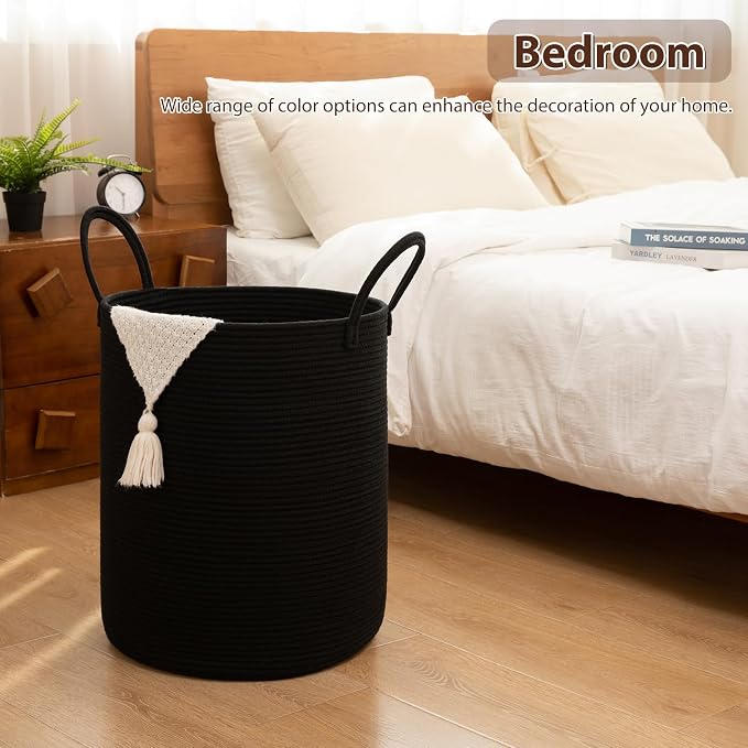 OIAHOMY 80L Nursery Hamper Laundry Basket Laundry Hamper Black - Image 5