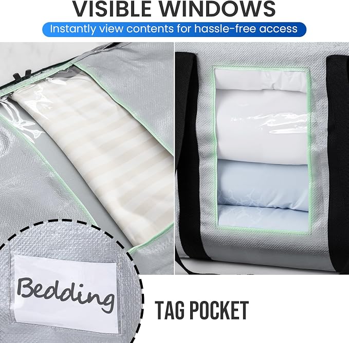 TAILI 2 Tier Moving Bags, 4 Pack Silver Storage Bags - Image 7
