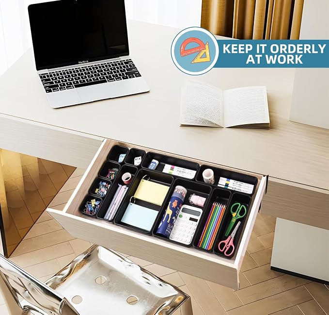 Kutesna 15PCS Interlocking Drawer Organizer, Plastic Desk Organizers Set | - Image 5