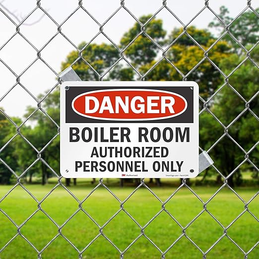 "Danger - Boiler Room, Authorized Personnel Only" Sign by SmartSign | 7" x 10" 3M Reflective Aluminum