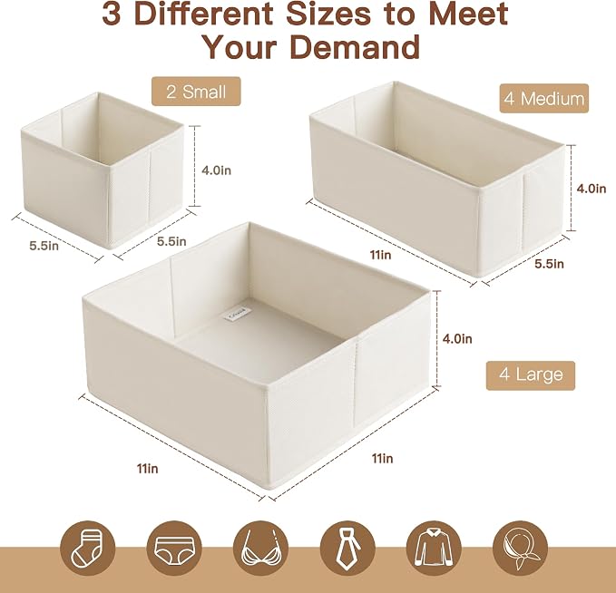 Drawer Organizer Clothes, 10 Pack Dresser Organizer - Image 2