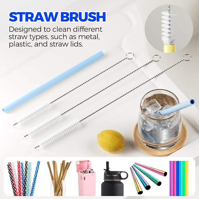 Holikme 6 Pack 4 in 1 Cup Lid Cleaning Brush 3 Straws Bottle Brush, Carrot | 4 - Image 5