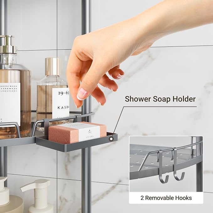 ELYKEN Corner Shower Caddy Standing, 4 Tier Metal Shower Organizer - Image 4