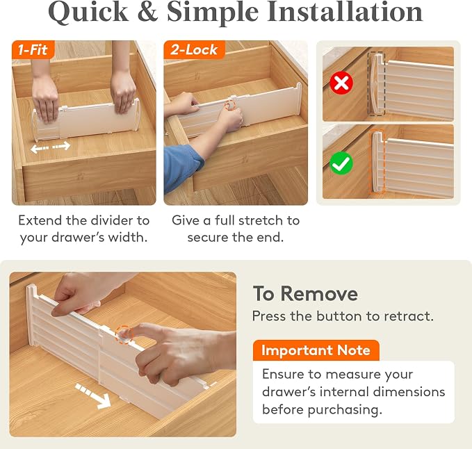 Lifewit 5" Tall Drawer Dividers, Adjustable Deep Drawer Organizer Clothes | - Image 5