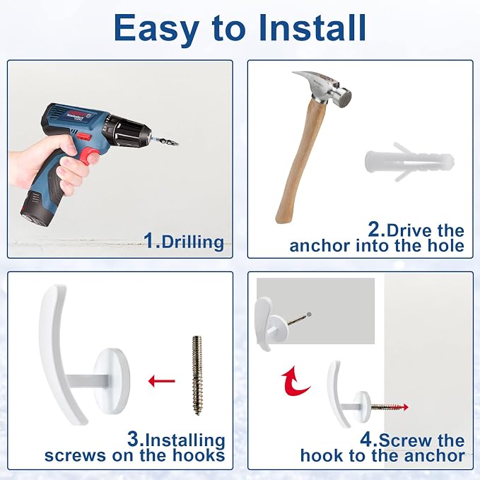 Curtain Tieback Hooks, 4 Pack | Wall Mounted, Decorative, Includes Screws - Image 5