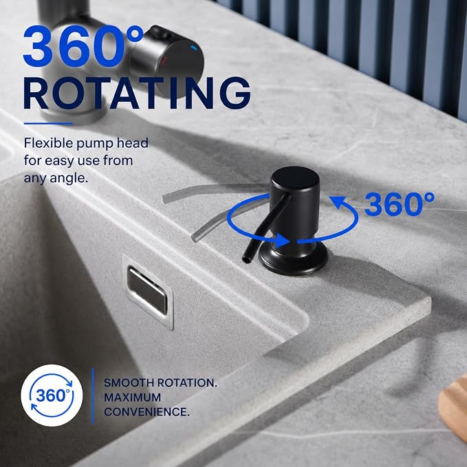 Soap Dispenser for Kitchen Sink, Built in Soap Dispenser Matte Black | - Image 3