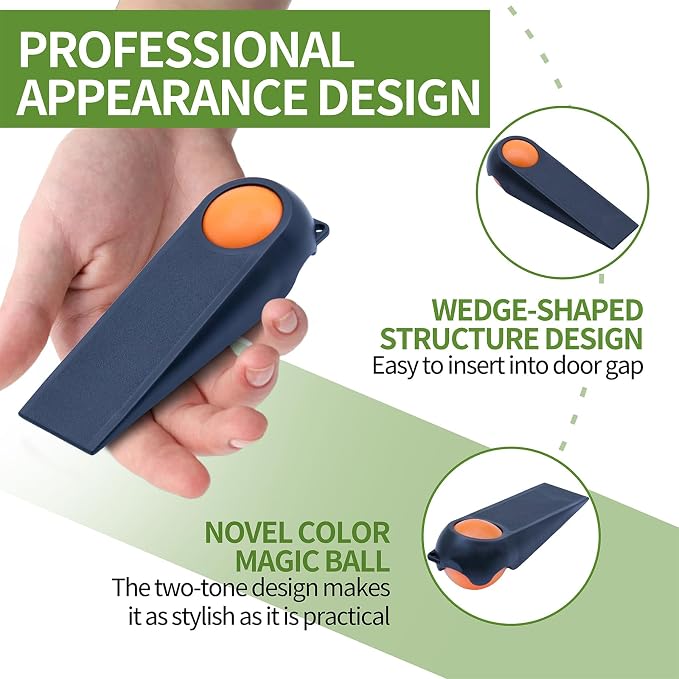 Door Stoppers for Bottom of Door, 2 Pack 3.9", Rubber Door Stopper Wedges - Image 3