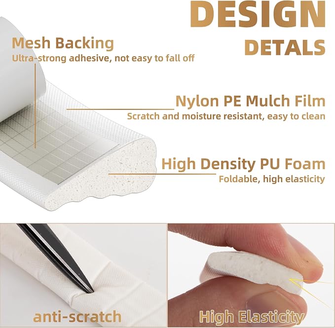 Kneelisa 3Pcs×196” Wedge-Shape Foam Window Weather Stripping Door Seal | - Image 3