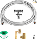 Dishwasher Installation Kit, 8ft,Dishwasher Water Supply Line, Stainless Steel Braided Burst Proof Hose ⅜"by⅜" Kit With Tee Stop Valve