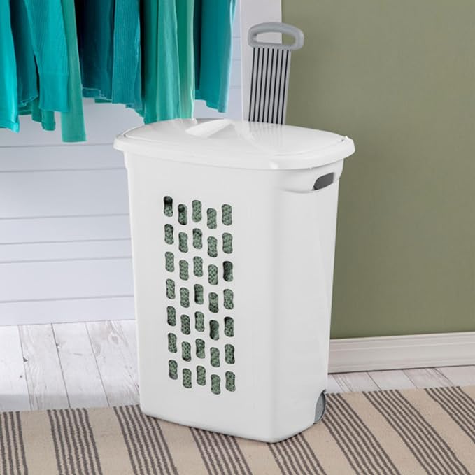 Sterilite Ultra Wheeled Hamper, Laundry Basket w/Flip-Top Lid - Image 4