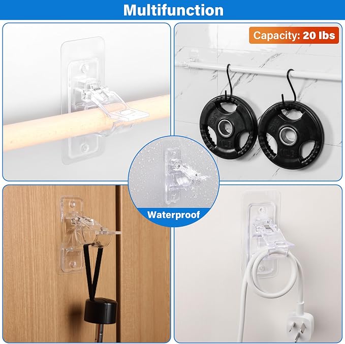 24-Pack No Drill Needed Curtain Rod Holders Brackets, Self Adhesive Rod Holder - Image 8