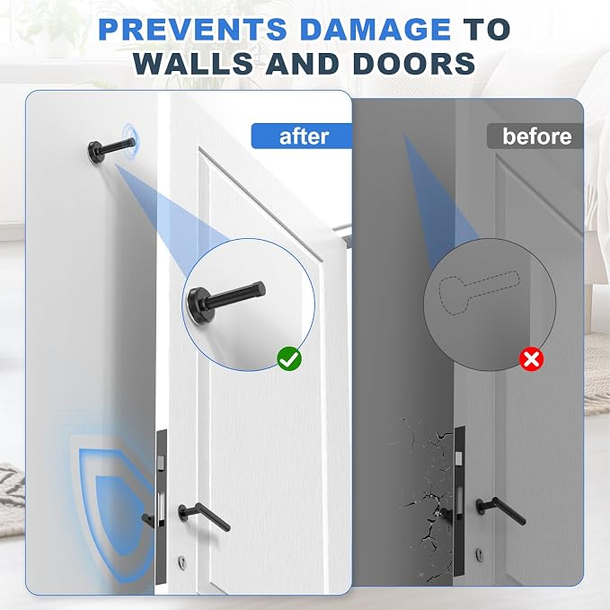 2 Pack Door Stoppers, No Drilling Wall Protection - Image 5