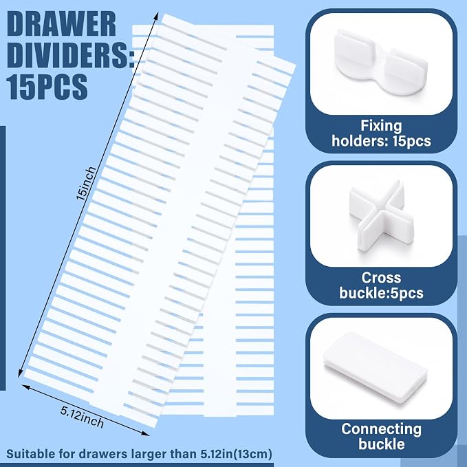 15 Pcs 5.12 Tall Drawer Divider Adjustable Drawer Organizer - Image 2