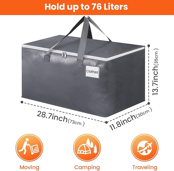 BlissTotes Large Moving Bags, Storage Bags, 76L-8 Pack | Moving Bags - Image 2