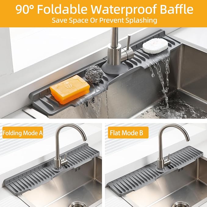 24" Silicone Sink Mat for Kitchen, Sink Splash Guard Behind the Faucet - Image 5