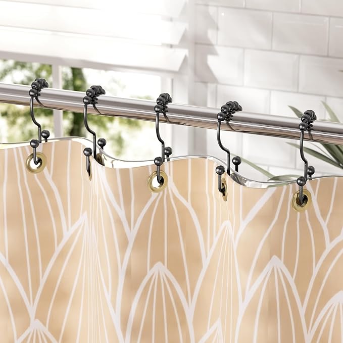 Black Shower Curtain Hooks, Shower Curtain Hooks Rust Proof 12 Pcs Stainless - Image 8