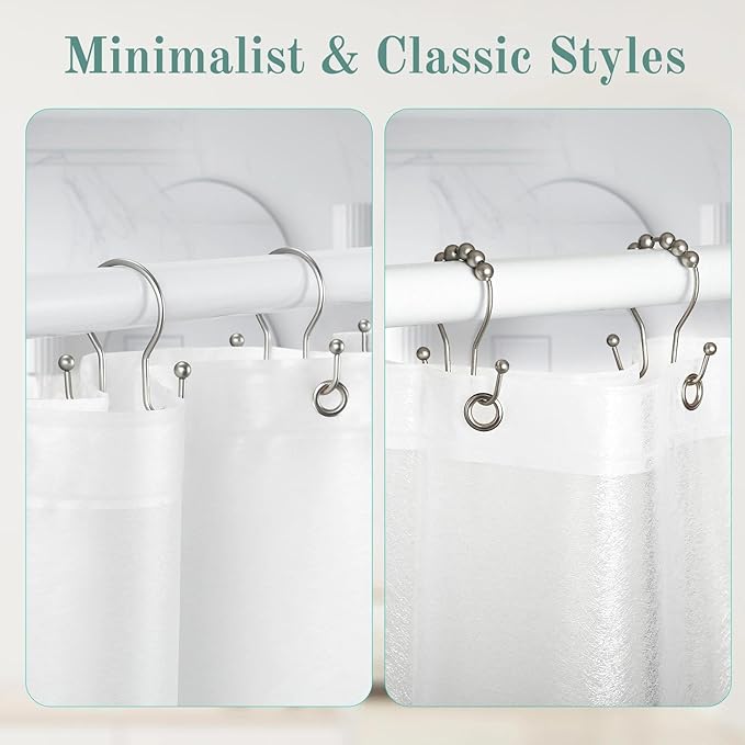 Shower Curtain Hooks, Stainless Steel Shower Curtain Hangers, Metal Shower - Image 7