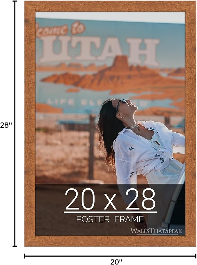 wallsthatspeak 20x28 Light Walnut Rustic Pine Picture Frame for Puzzles Posters Photos or Artwork
