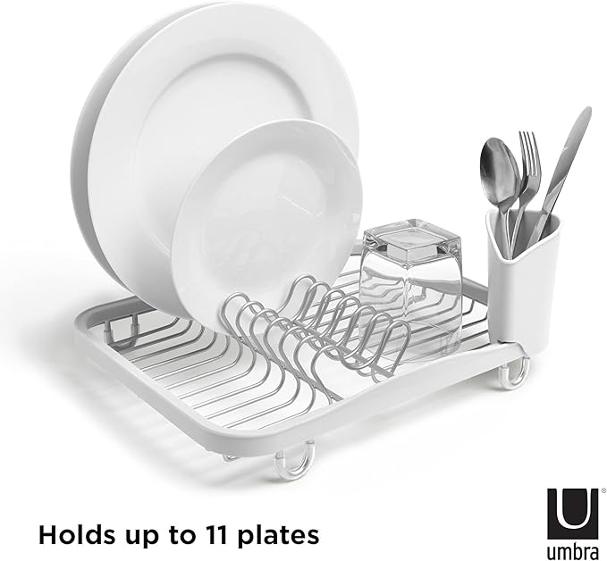 Umbra Sinkin Dish Drying Rack, in Sink or Countertop Drainer, non slip rubber - Image 2