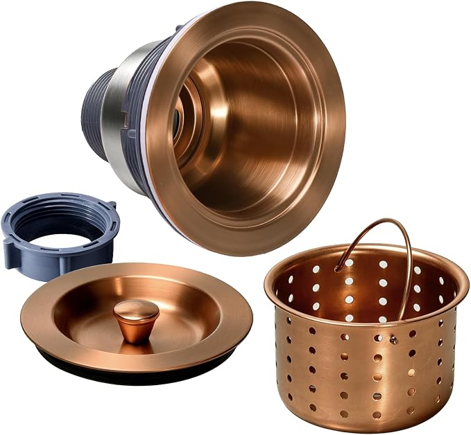 KONE 3/1-2 Inch Sink Drain Assembly Antique Copper Kitchen Sink Drain Kit - Image 2