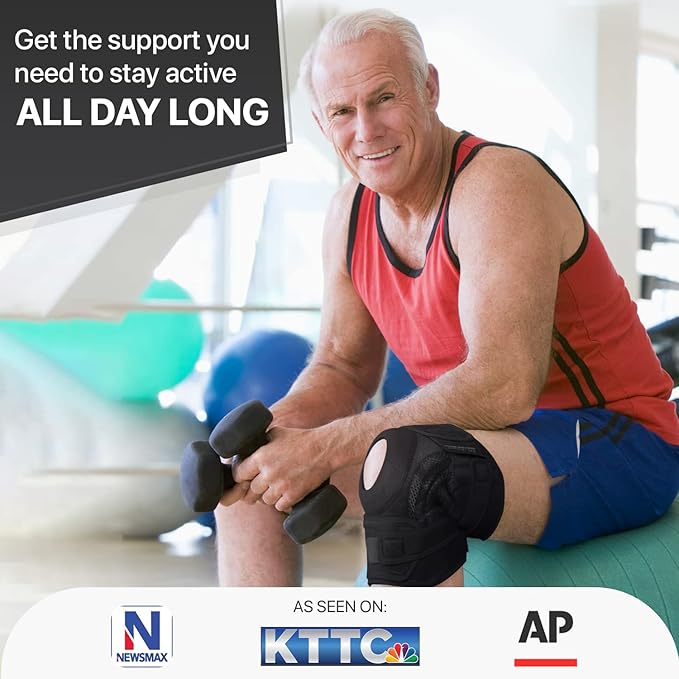 DR. BRACE ELITE Knee Brace with Side Stabilizers & Patella Gel Pads for Maximum Knee Pain Support and fast recovery for men and women-Please Check How To Size Video (Pluto, Large)