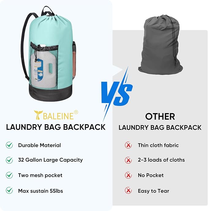BALEINE 120L Laundry Bag Backpack, 900D Oxford Fabric Large Travel Laundry Bags - Image 6
