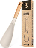 Cooking Spoon for Nonstick Cookwares, Great for Cooking and Serving Sturdy BPA-Free Matte Silicone, Wood Handle Spoon for Mixing, Scoop, and Scrape (KHAKI, 11.4 inch)