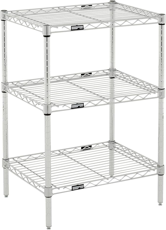 Metro Professional's Choice Commercial-Grade NSF Shelving Unit - Multipurpose Adjustable Wire Shelf for Home, Garage, Kitchen and More - 3 Shelves, 18" W x 24" L x 33" H - Chrome