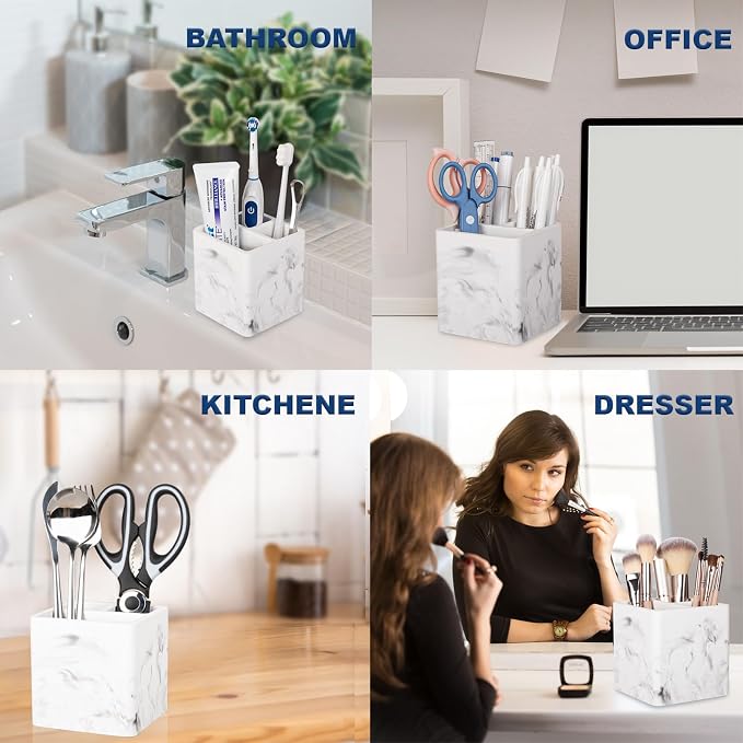 Diatomite Toothbrush Holders Tooth Brush Organizer, 2 Pack, Marble White | - Image 6