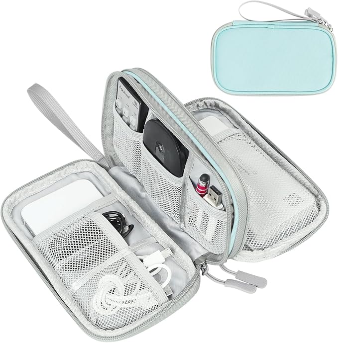FYY Electronic Organizer, Travel Tech Pouch Bag, Mint Green | Wrist Strap by FYY