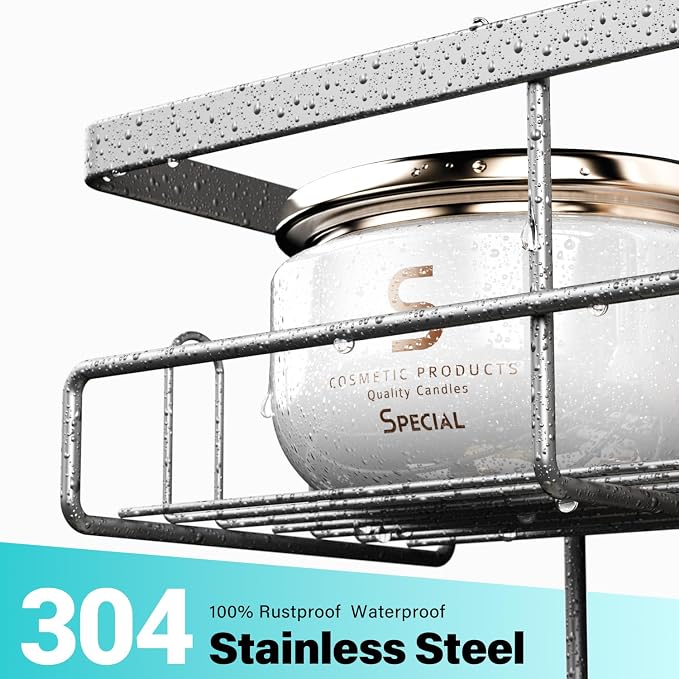 Aitatty Hanging Shower Caddy Over Door: No Drill Rustproof Shower Shelf - Image 2