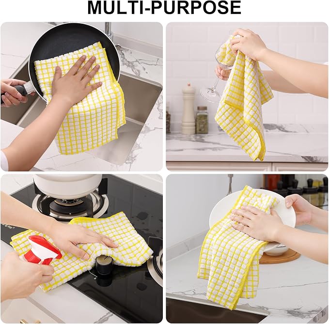 Kitinjoy Cotton 12 Pack Kitchen Towels and Dishcloths Sets - Image 4