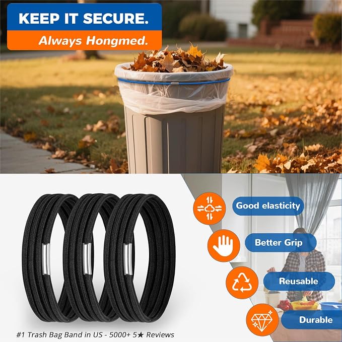 Trash Can Bands Set of 3, Fits 32 to 55 Gallon Cans, Hongmed Large Elastic - Image 6
