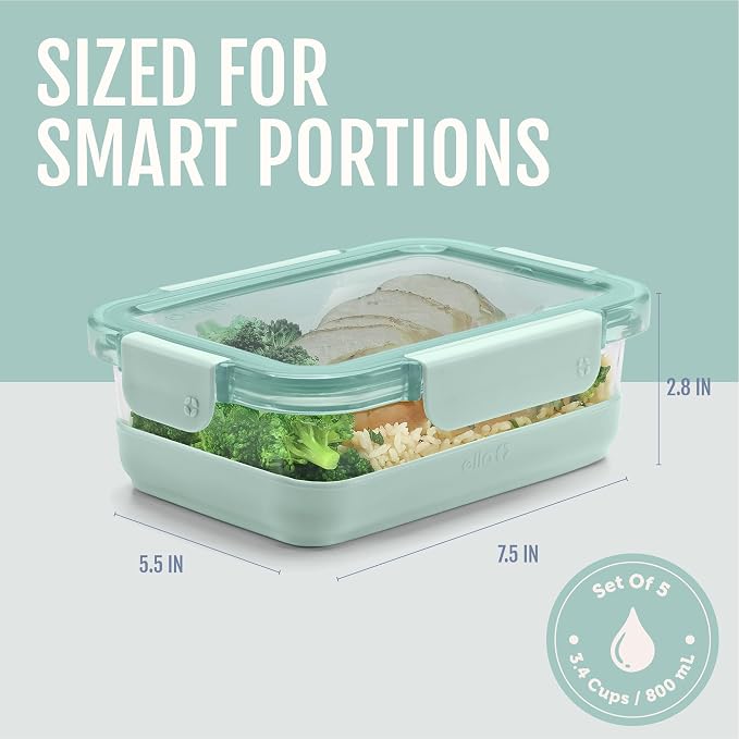 Ello Duraglass Refresh 3.4 Cup Meal Prep Containers, Garden Goals | Glass meal - Image 4