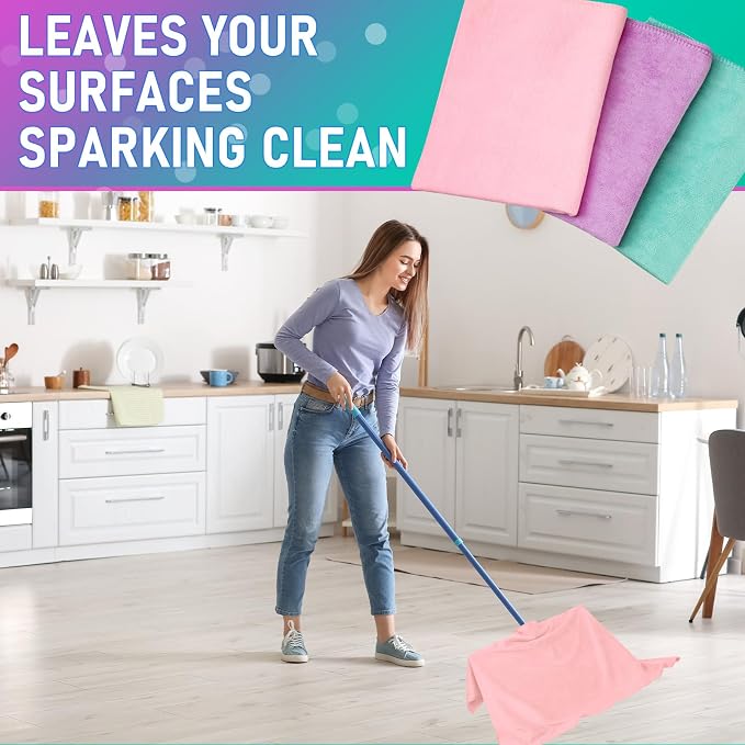 Newwiee 6 Pcs Extra Large Microfiber Cleaning Cloth 30" x 20" Washable Reusable - Image 3