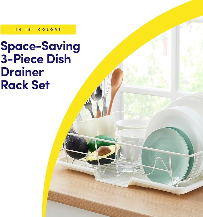 Sweet Home Collection Space-Saving 3-Piece Dish Drainer Rack Set: Efficient - Image 2