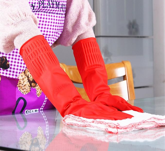 Rubber Cleaning Gloves Kitchen Dishwashing Glove 6-Pairs, Waterproof Reuseable. - Image 4