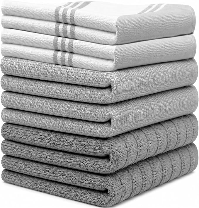Premium Kitchen Towels 6 Pack 100% Cotton 20"x28" Dish Towels - Image 2