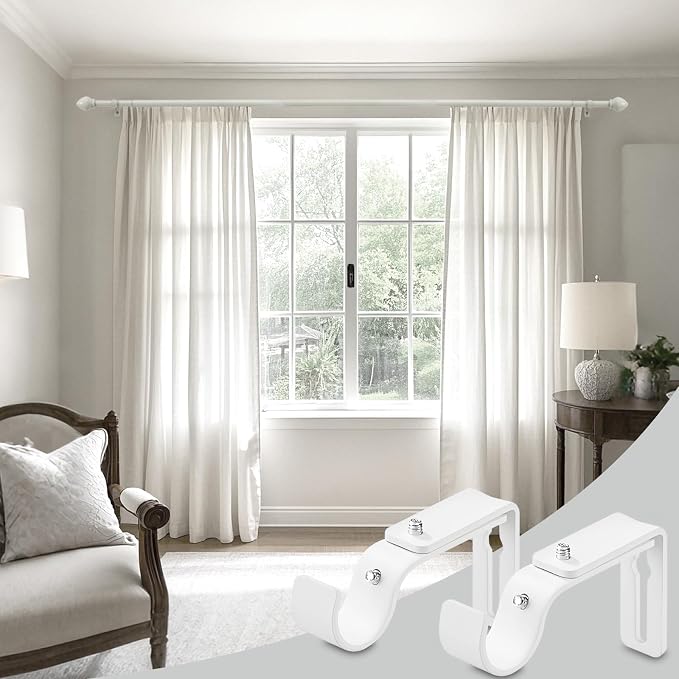 LLPJS Curtain Rod Bracket Adjustable, Drapery Rod Holder Hooks Support Hangers - Image 5