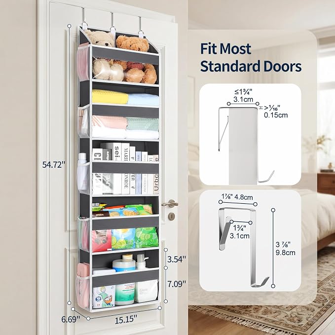 Yecaye 5 Tier Clear Over the Door Organizer Hanging, 5 Large Plastic Pockets - Image 2