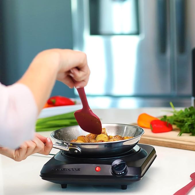 OVENTE Countertop Infrared Single Burner, 1000W Electric Hot Plate with 7” Ceramic Glass Cooktop, 5 Level Temperature Setting & Easy to Clean Base, Compact Stove for Home Dorm Office, Black BGI101B