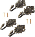 Curtain Holdbacks Small Lightweight Hooks, Vintage Bronze Rose Pattern | 4 Pack by Hicello