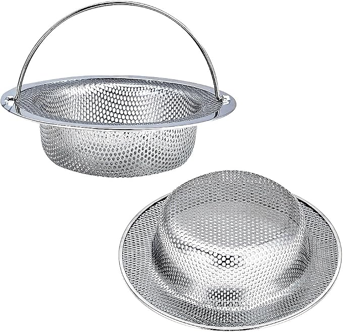 Kitchen Sink Strainer, 4.5" Diameter, Stainless Steel, Rust Free and Dishwasher by JunadaelJ