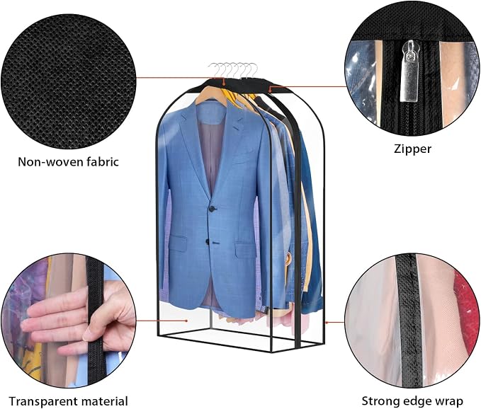 Univivi Garment Bags for Hanging Clothes, All Clear Fabric, 10 In Gusset - Image 5