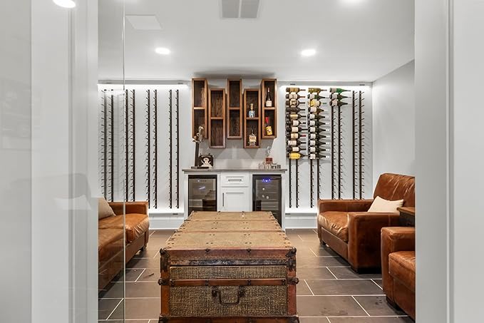 Ultra Wine Racks Wall Mounted Label-Out Wine Racks (2 Foot 3 Deep, Matte Black, 18 Wine Bottles) - Modern Metal Wine Storage, Modular Design for Home Bar, Kitchen, Dining Rooms, & Wine Cellars