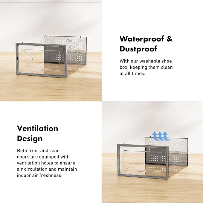 Foluck Shoe Storage Box, 15 Pack Clear Plastic Stackable Organizer - Image 5