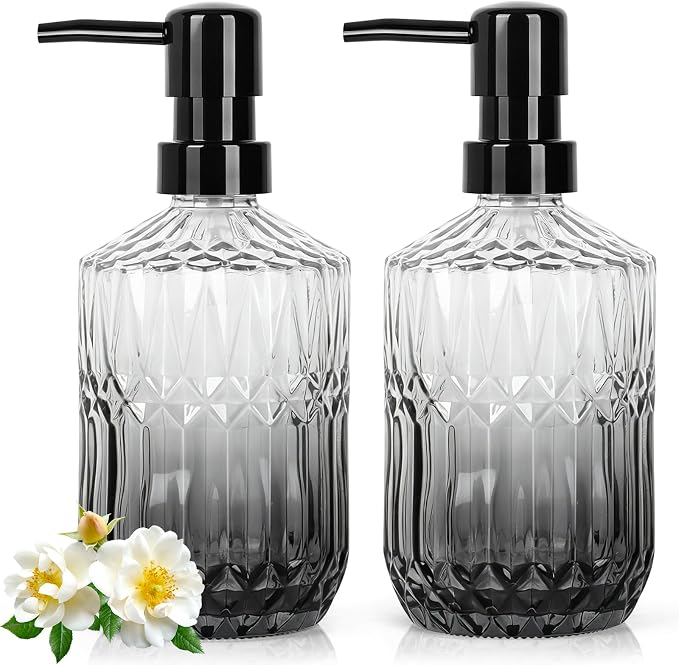Glass Soap Dispenser with Plastic Pump, 13.5Oz Soap Dispenser by Ulable