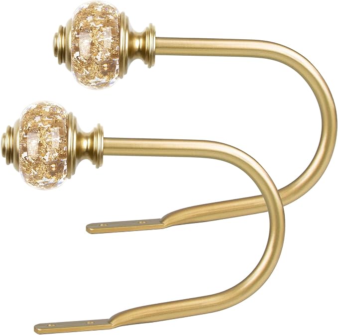 USFOOK Gold Curtain Holdbacks, Decorative Drapery Tiebacks, 2 Pack/1 Pair | by USFOOK