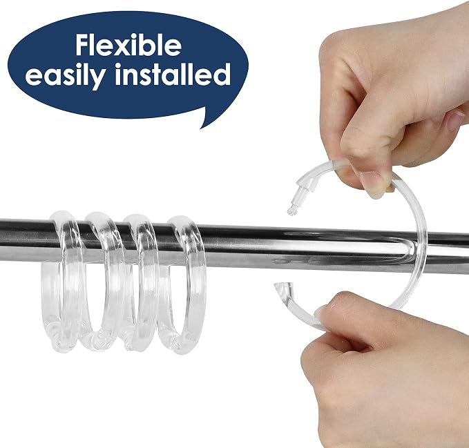 Clear Plastic Shower Curtain Rings, O Shaped Shower Rings - Image 3