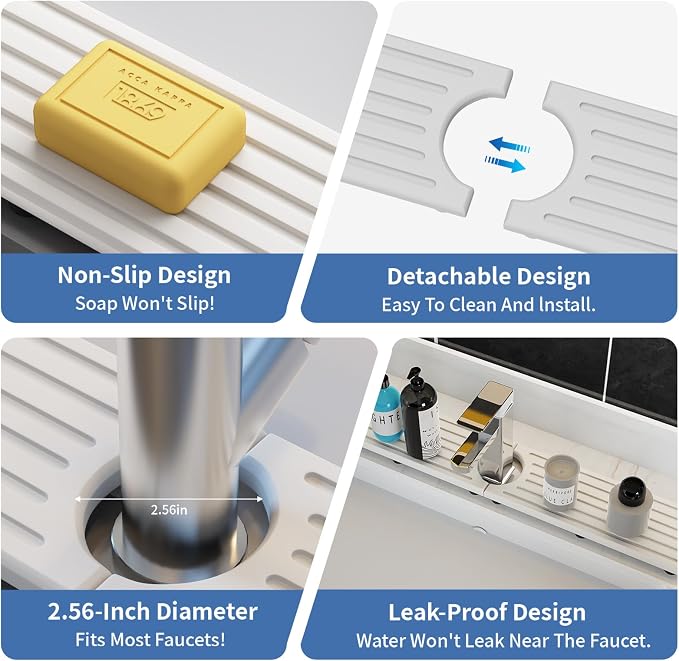 Fast Drying Kitchen Sink Splash Guard, Durable Stone Kitchen Faucet Mat - Image 8
